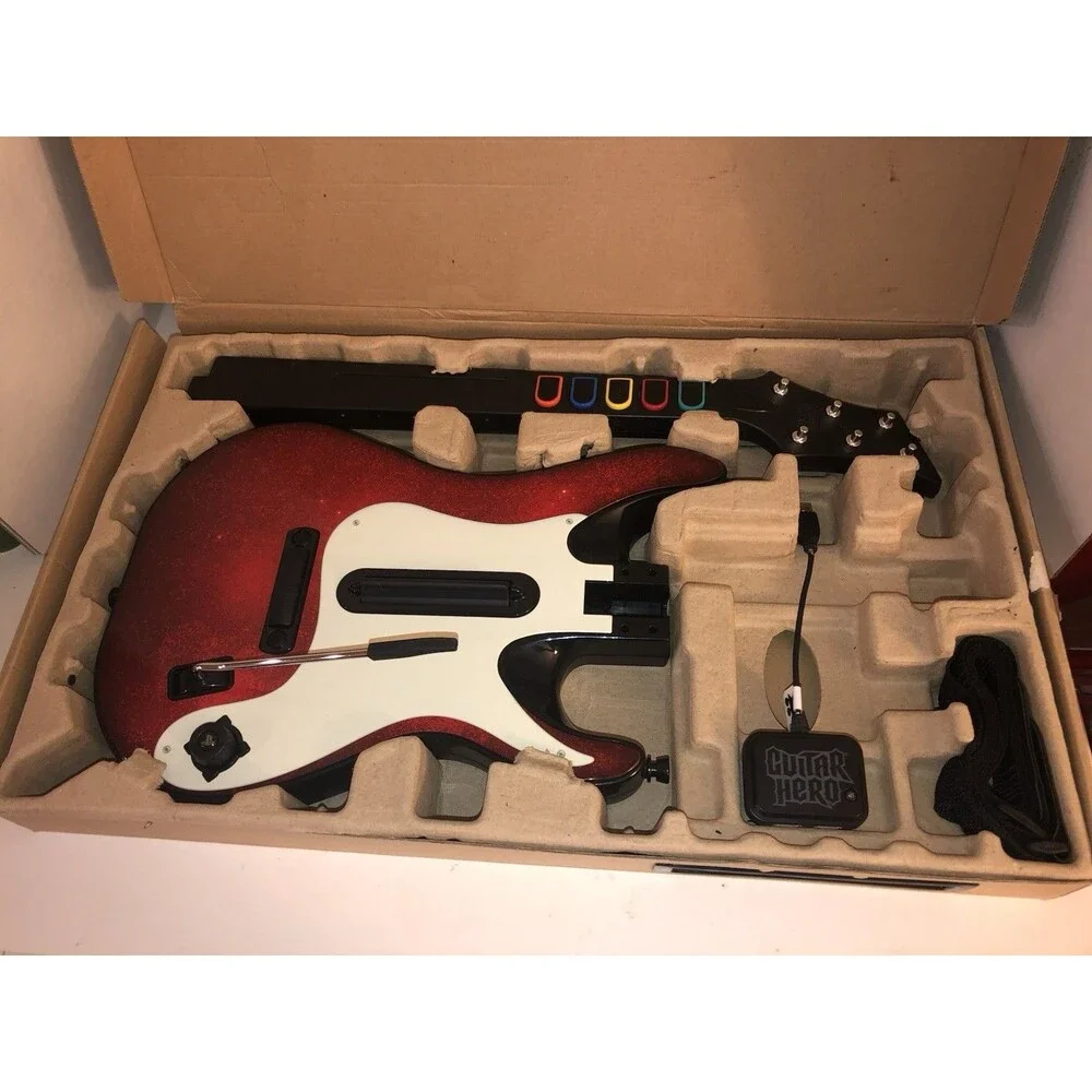 Guitar Hero 5 PS3 Wireless Guitar Controller Dongle Box Complete w/ Strap